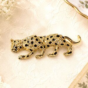 Vintage Gold Tone Leopard Brooch